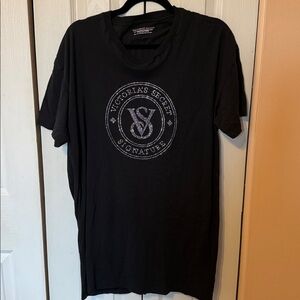 Victoria's Secret Black Signature Tee. Size M/L casual, comfy, soft